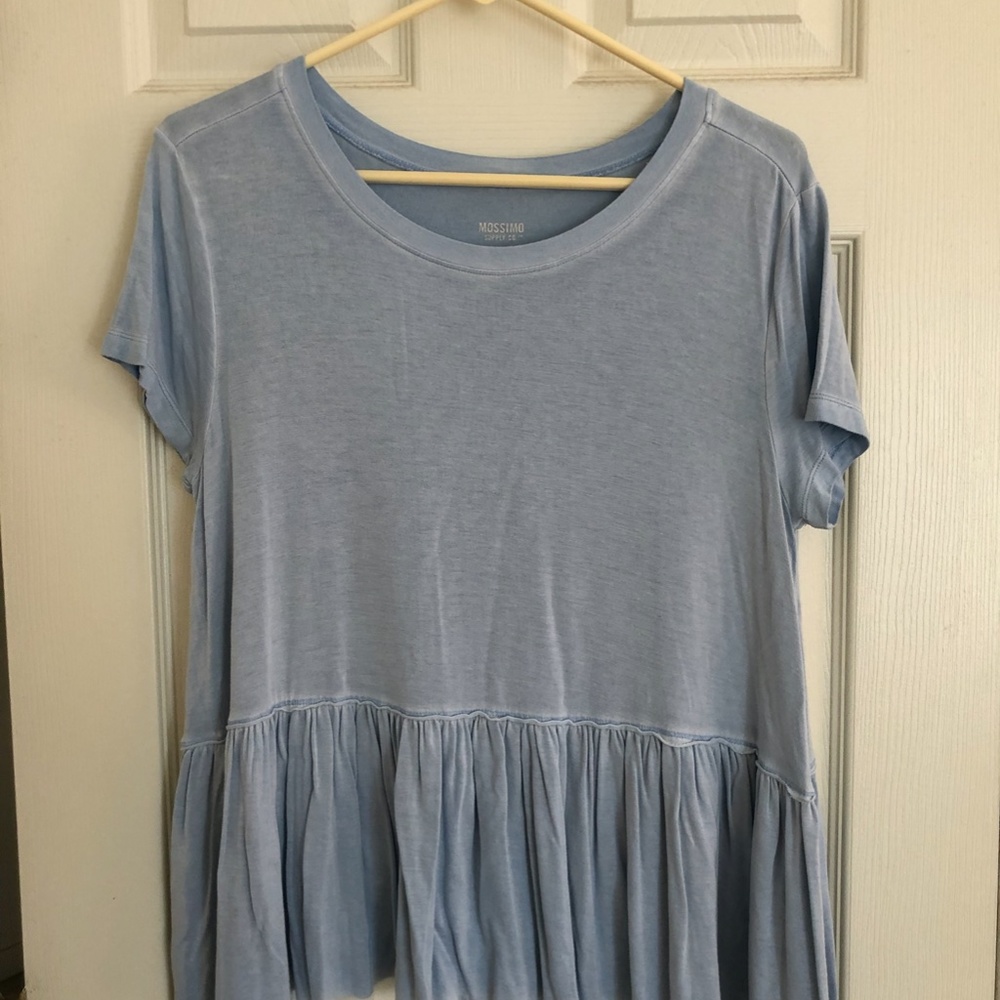 Woman Light Blue Ruffle Top - Picture 3 of 3